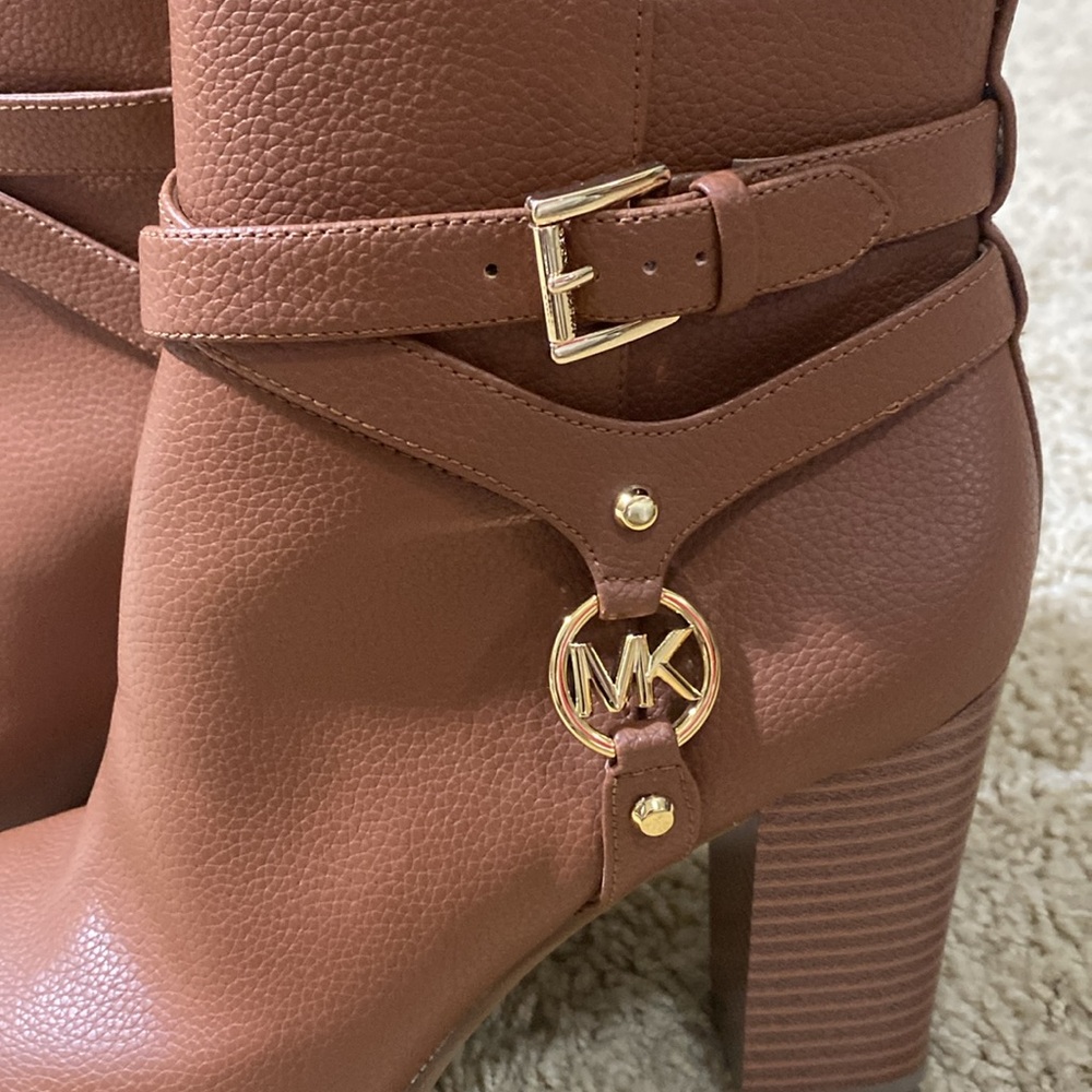 Michael Kors NEW heeled ankle boots brown cognac size 8 - Picture 2 of 13